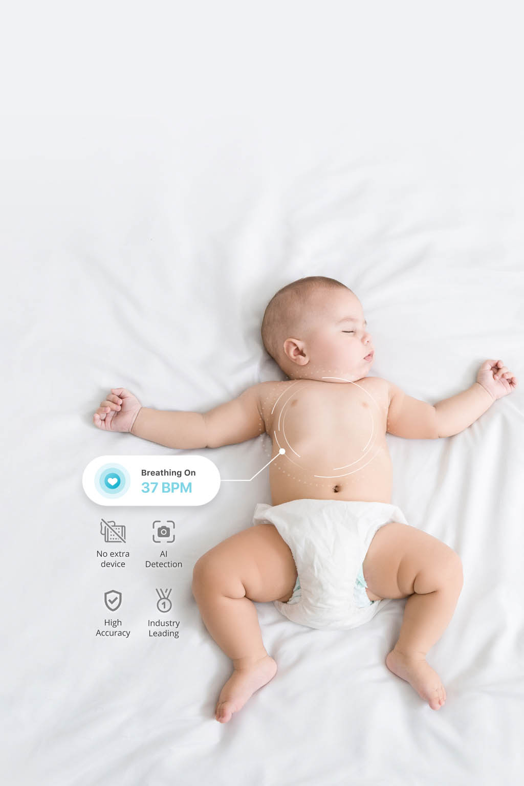 Lollipop Baby Monitor (Turquoise) - with Contactless Breathing Monitoring  (No Extra Sensor Required, Subscription Service), Sleep Tracking and True